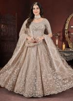 Net Chiku Ceremonial Wear Embroidery Work Readymade Gown With Dupatta